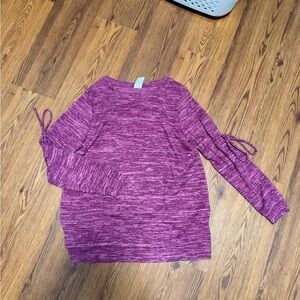 Purple Long Sleeve Top with Tie Details